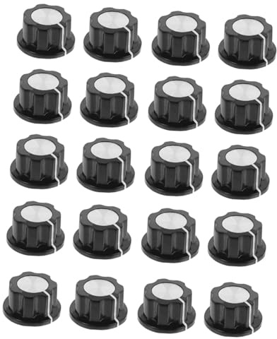 MUELODSIC 20 Stück Bakelit Drehknopf Potentiometer Knöpfe Schwarz Silber Rund Robustes Material Einfache Montage für Lautstärkeregler an Musikinstrumenten