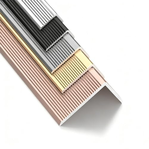 HOUKOIKBUG 50x30mm Profilo per Bordi Scale Forma di L Profilo Angolare Antiscivolo Profilo Bordo Scalas Alluminio per Scale Esterni E Interni Lunghezza 90 100 120cm(Black,90cm/36in)