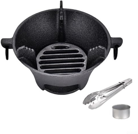 BlesConi Poêle à charbon en fonte, table de cuisson coréenne portable et barbecue japonais pour camping en plein air, 25,5 cm (16 cm)