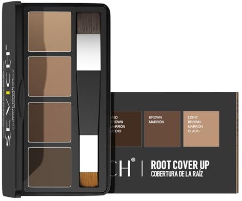 SEVICH 4-Color Hairline Powder,Root Touch Up Powder Palette,Waterproof Natural Finish for Sparse Hair & Gray Roots with Dual-Ended Brush for Men and Women,Brown Series