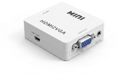 Genérico Adaptador HDMI a VGA 1080P con Audio, Convertidor HDMI a VGA con alimentación USB, Plug & Play, Compatible con PC, Portátil, DVD, HDTV, Monitor y Proyector