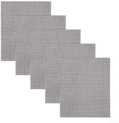 Lot de 5 tapis de barbecue réutilisables en fibre de verre pour four et grill, adaptés aux feuilles en maille contre la perte de nourriture, pour une cuisson facile et propre (noir)