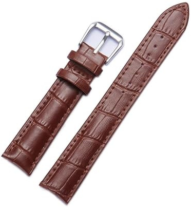 yangfangmei Universal bambumönster läder klockband Unisex klocktillbehör 12mm 14mm 16mm 18mm 20mm 22mm 24mm(Brown,17mm)