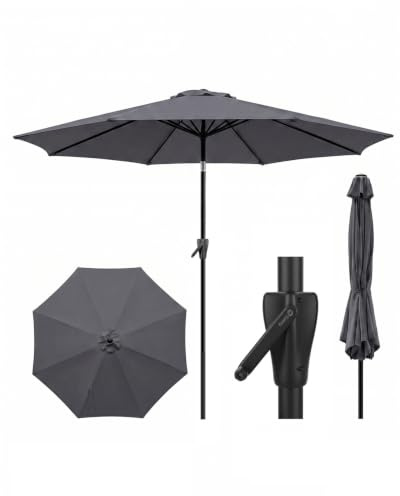Sekey Alu-Sonnenschirm 300 cm mit Kurbel, Stoffgewicht 180 g/m², UV-Schutz 50+, unterer Mast 38 mm für Stabilität, leicht & langlebig, kippbar für Balkon, Garten & Terrasse