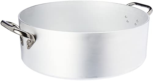 Pentole Agnelli ALMR110650 Sartenes de Aluminio Profesional de 5 mm, Cacerola cilíndrica de Baja radiación, 32 L
