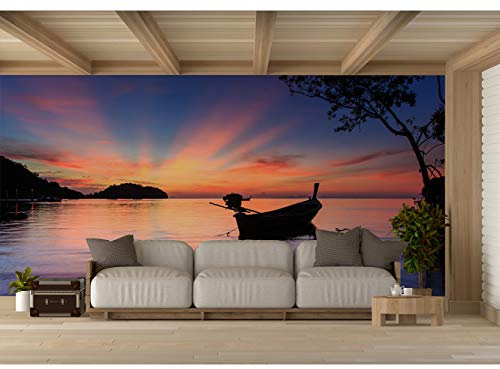 Fotomural Vinilo para Pared Amanecer Playa Tailandia | Fotomural para Paredes | Mural | Vinilo Decorativo | Varias Medidas 400 x 300 cm | Decoración comedores, Salones, Habitaciones.