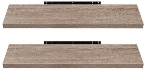 EUGAD Wandregal Wandboard Buchregal, Helles Kaffeebraunes 120cm, MDF 2er | Geeignet für die Montage in Wohn-, Schlaf- und Badezimmern, Fluren sowie Küchen