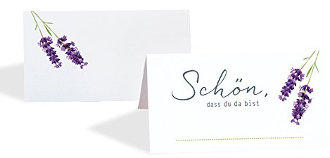 15 Platzkarten Tischkarten LAVENDEL WEISS, Tischkärtchen zum beschriften, Namenskarten, Geburtstag Hochzeit (ohne Spiel)