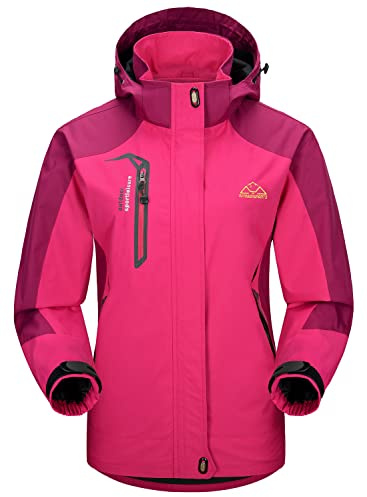 YSENTO Damen Outdoor Wanderjacke Wasserdicht Übergangsjacke Leicht Atmungsaktie Regenjacke Funktionsjacke mit Abnehmbarer Kapuze