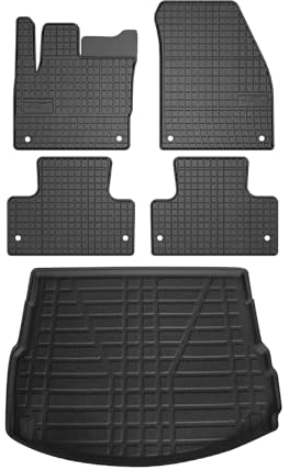 OMAC Fußmatten & Kofferraumwanne Set kompatibel mit LR Discovery Sport 2014-2019 Gummi