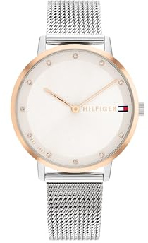 Tommy Hilfiger Zwei-Zeiger-Quarzwerk-Uhr für Damen mit Edelstahlarmband (Glieder- oder Mesh-Armband), aus Leder oder Silikon