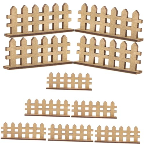 INOOMP 10 Pièces Clôture De Maison De Poupée Clôture en Bois Diorama Kit De Porte De Fée Petite en Bois Petite pour Jardin Mini Jouet De Pot De Fleur La Barrière