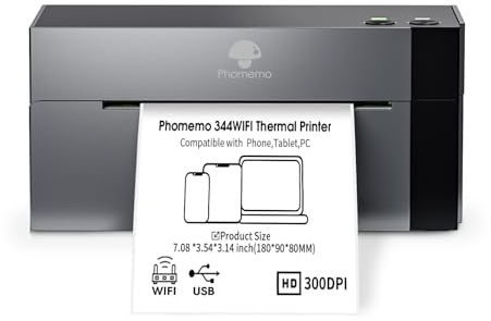 Phomemo Shipping Label Printer, 344 Wi-Fi Thermal Label Printer 4x6 for Phone and Laptop