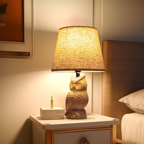 Aigostar Tischlampe aus Keramik, Vintage Tischleuchte mit Stoffschirm, E14 Fassung, max.40W, Moderne Nachttischlampe, Nachtlicht für Schlafzimmer, Wohnzimmer, Büro (ohne Leuchtmittel) - H325mm