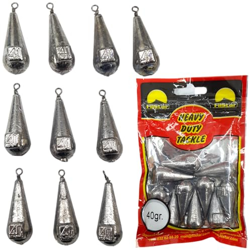 PRO FILSTAR Grundblei Angeln Set 10 x 40g - Blei Angeln mit Wirbel - Angel Bleie Set - Grundangeln - Birnenblei - Blei Gewicht - Angelblei - Fishing Weights - Bleigewichte – Karpfenblei Kit