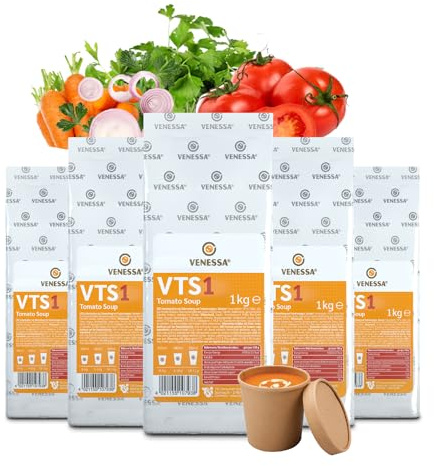 VENESSA VTS 1 Tomaten Creme Suppe 5 x 1kg - Fruchtig Tomatencreme Suppe - Mediterrane Suppenpulver für Feine Cremesuppe - Automatensuppe - Vorratspackung für alle Vending Automaten