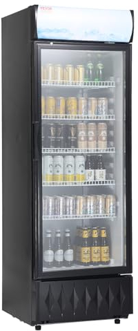 VEVOR Refrigerador de Bebidas Comercial 345 L Refrigerador Vitrina Temperatura 0-10 °C Gabinete de Bebidas Refrigerado 5 Estantes Ajustables y Caja de Luz Personalizable para Tienda Supermercado Bar