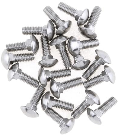 Smgda M4(4mmx12mm) Carriage Bolts Screws, 20pcs Cup Square Dome Coach Screws, 304 Stainless Steel, Round Head, Square Neck, Fully Threaded, Silver