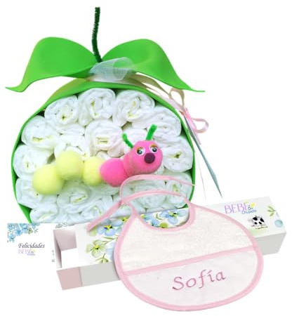 BEBÉCHUPETE Tarta de Pañales Personalizada DODO T Sensitive 33 Pañales - Canastilla bebe - Regalo bebe recien nacido niño/a - Cesta bebe recien nacido niño -Regalos bebes (Rosa)