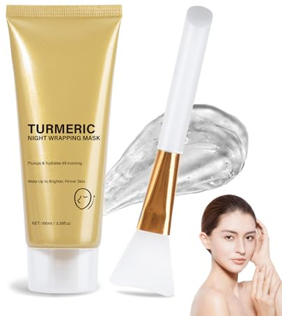 Soleneva Kurkuma Peel Off Maske, Straffende Gesichtsmaske mit Kollagen & Vitamin C, Anti Falten Overnight Maske für Strahlende Haut, Tiefenreinigende Face Mask mit Turmeric Extrakt, Straffende Haut