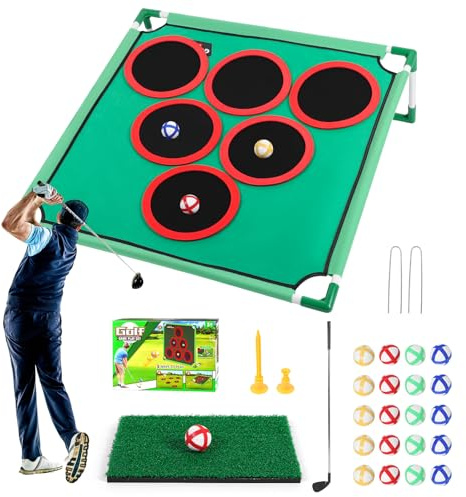 OFC Lenw Golf Pong Set, Indoor Outdoor Chipping Practice Game, Target Rack with Balls and Portable Bag
