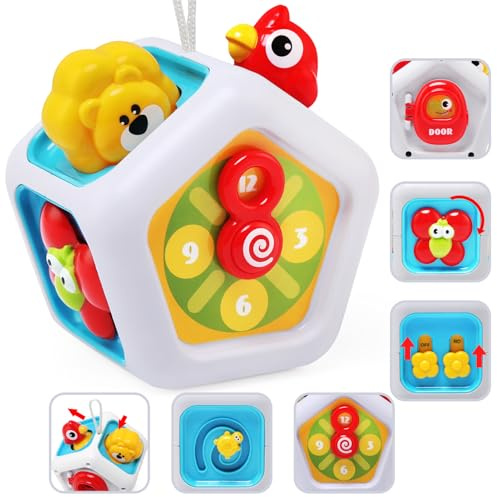 JoyPlus 7 in 1 Cubo Occupato, Cubo Montessori 1 Anno, Cubo attività Montessori per Bambini,Giocattoli da Viaggio per Bambini,Educativi Cubo di attività per Neonati 1 Anno,Regali Bambini 1 2 3 4 Anni