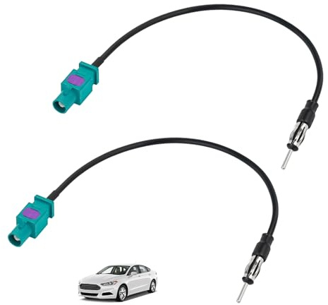 Set di 2 Adattatori Antenna Autoradio 12V, Connettore Fakra Z Maschio a DIN Maschio Cavo, Adattatore Universale per Autoradio HD, FM/AM Stereo, Lettori CD, Radio Digitale, Cavo in Rame