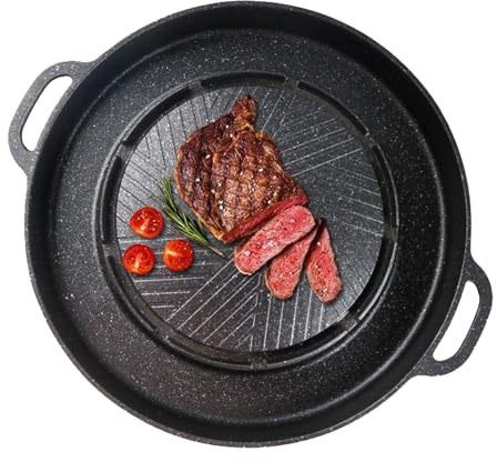 Genérico Frying Pan and Kettle 2 in 1, Iron for Indoor Kitchen | Portable Aluminium Non-Stick Frying Pan for Kitchen Oven Table Smoker Barbecue