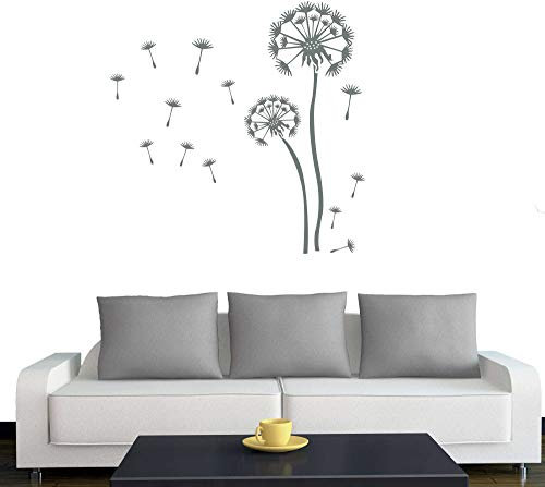 A350 Wandtattoo 2x Pusteblumen + 25 Samen 120cm / 80cm grau (erh. in 40 Farben + 3 Größen)