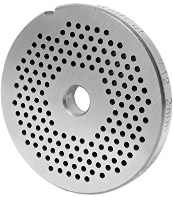Wolfcut Inox Fleischwolfscheibe Gr. 10 & 12-2,0 mm Bohrung - Ersatz für/kompatibel mit Fleischwolf Reber Typ N.12EL9501 N, Alexanderwerk, Bartscher FW80,12SQO