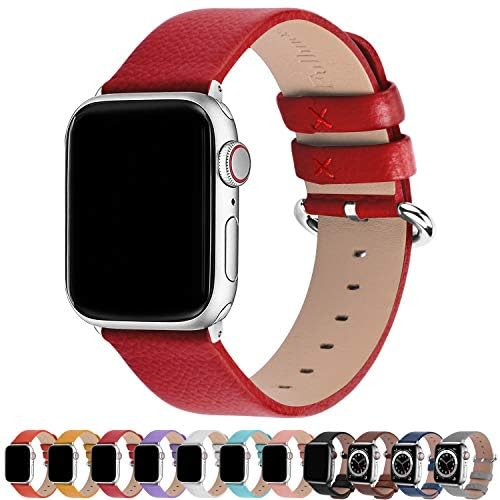 Fullmosa Kompatibel mit Apple Watch SE 3 2 1 Armband 40mm, Ledderarmband für iwatch Series 11 10 9 8 7 6 5 4 3 2 1, Leder Ersatzarmband für Damen Herren, Rot