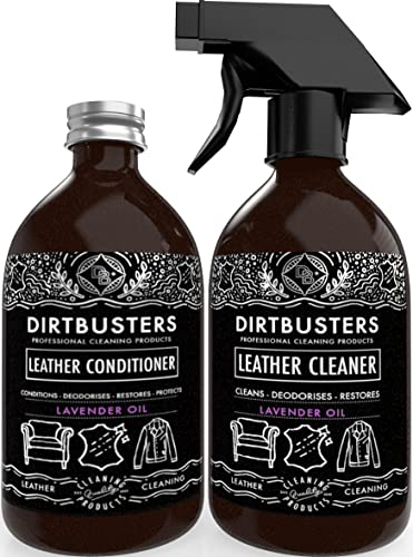 Dirtbusters Leather Cleaning And Conditioner Kit, Clean, Protect, Condition, Restore & Deodorise With Lavender Oil For Leather Sofas, Furniture, Shoes, Bags, Car Seats, Saddles & Tack (2x500ml)