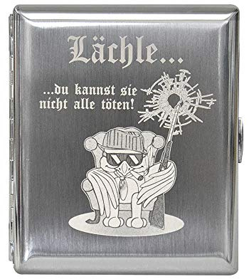 creativgravur® Zigaretten Etui mit Gravur - Oskar als Mafiosi - Lächle, du kannst sie nicht alle töten