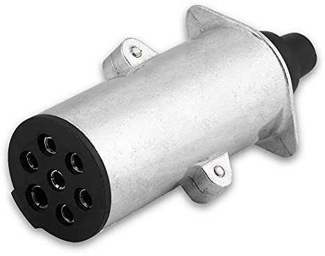 Prise de remorque KIMISS à 7 Broches, Type N à 7 Broches Rondes Prise de câblage pour remorque, Adaptateur de remorquage en Aluminium pour remorques de caravanes (Style européen)