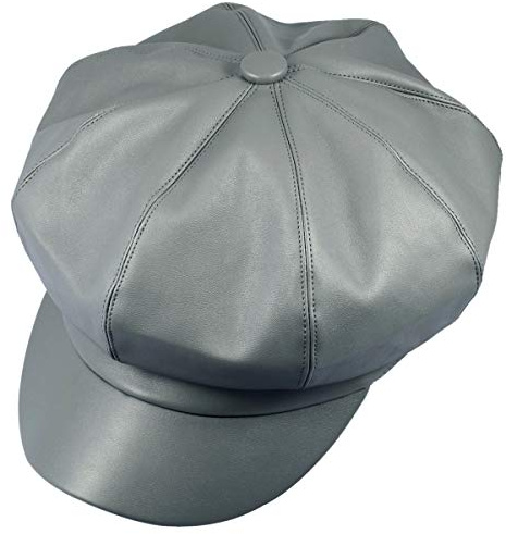 KYEYGWO PU Leder Ballonmütze Achteckige Schirmmütze Alltag Damen | 8 Panels Zeitungsjunge Vintage Klassische Herbst Winter Newsboy Maler Kappe Einheitsgröße Modisches Accessoire Geschenk