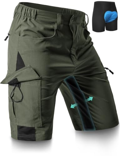 Cycorld MTB Hose Herren Gepolstert: Abnehmbar Radunterhose | Lockere Fahrradhose Radlerhose, mit 4D Sitzpolster, Atmungsaktiv, Schnelltrocknend, Elastische für Mountainbike Shorts