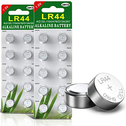 GutAlkaLi 20-Pack LR44 Batteries - 1.5V Button Cell Batteries for Small Electronics with Stable Voltage and Long Lifespan. Ideal for Watches, Hearing Aids, Glucometers, Key Fobs, and More.