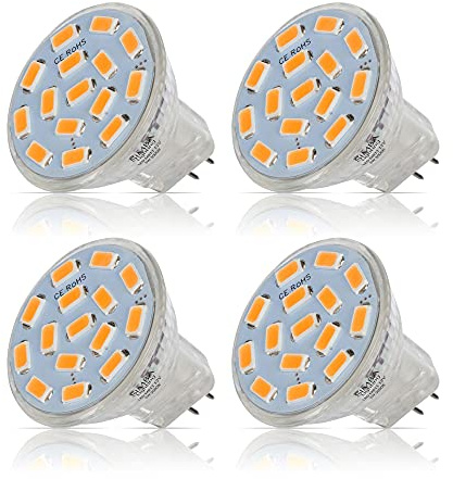 Simba Lighting LED MR11 Flood Light Bulbs (4 Pack) 12V 3W 20W Halogen Replacement 2-Pin 240lm for Landscape, Accent, Track Lights, and Christmas Tree Fiber Optics, GU4 Bi-Pin Base, 3000K Soft White