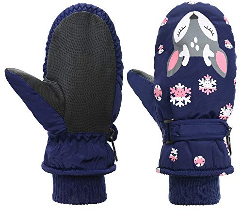 American Trends Toddler Mittens Winter Snow Glove waterproof mitten Warm Fleece Kid Ski Gloves for Boys Girls Navy Fox S
