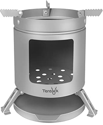 Tentock Titanium Holzofen Ultraleicht Campingkocher Holzofen Faltbar Backpacking Herd Hitzebeständig Tragbar Outdoor-Kochherd für Wandern Picknick Reisen BBQ Survival