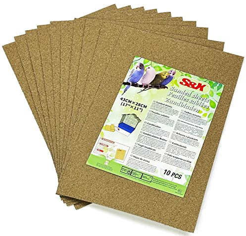 S&X Lot de 10 feuilles de papier gravier pour cage à oiseaux 27,9 x 43,2 cm