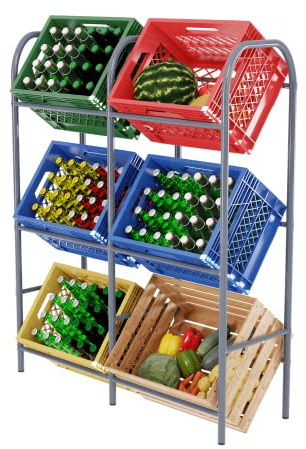 TroniTechnik® Getränkekistenregal 6 Kisten Getränkeregal Kistenregal 6 Kästen Bierkastenständer Getränkeständer Kistenständer Flaschenkastenregal aus Metall mit Wandhalterung schmal