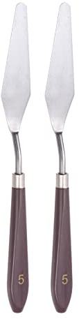 sourcing map 2uds No.5 Paleta Cuchillo 16mm Cuchillo Ancho Plástico Mango Inoxidable Acero Pintura Mezcla Rascador Palé Cuchillo Espátula para Óleo Acrílica Pintura