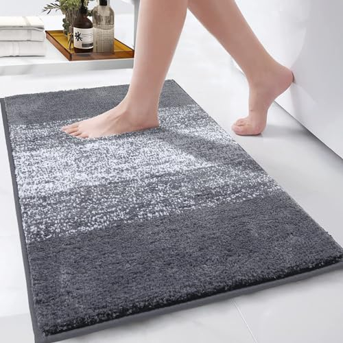 Enyhom Alfombrillas de baño para baño, 45 x 65 cm, antideslizantes, absorbentes, lavables a máquina, muy suaves, de lujo, color gris