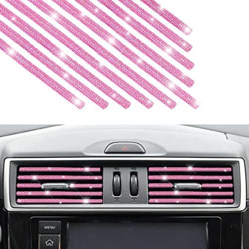 10 Pcs Bling Striscia Decorativa per Il Condizionatore d'Aria Dell'Auto, Finiture Aria Condizionata Auto, Accessori Interni Auto Diamanteed per la Maggior Parte Delle Uscite d'Aria Destra (Rosa)
