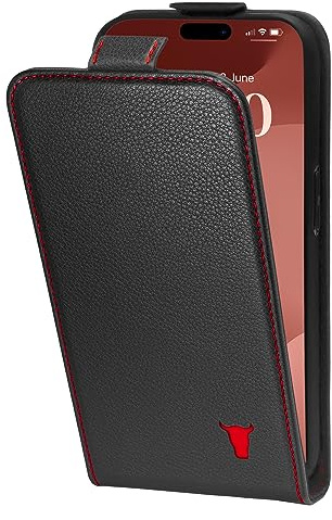 TORRO Klapphulle kompatibel mit iPhone 15 Pro – Premium Leder Hulle mit Kartenfächern (kompatibel mit Offiziellen MagSafe-Ladegeräten) - Schwarz