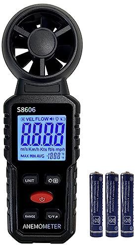 Anemómetro de mano 3 en 1, medidor de velocidad del viento, velocímetro, medidor de nivel de viento, medidor de flujo de aire, dispositivo de medición de temperatura al aire libre, para vela, surf,