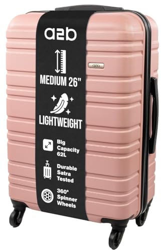 A2B 26 Medium Lightweight Hard Shell Suitcase - Dark Rose Coloured Luggage