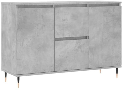 vidaXL Sideboard, Kommode mit viel Stauraum, Highboard Wohnzimmerschrank mit Eisenbeinen, Schrank Anrichte Beistellschrank, Betongrau Holzwerkstoff