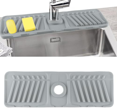 Silicone Sink Faucet Mat Sink Splash Guard Drip Tray | Sink Accessories for Kitchen, Bathroom, Silicone Tap Drip Tray Sink Protector